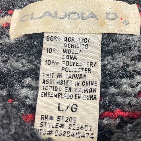 Vintage Nordic Wool Blend Mock Neck Sweater Red Black & Gray Men’s size Large - Picture 5 of 6